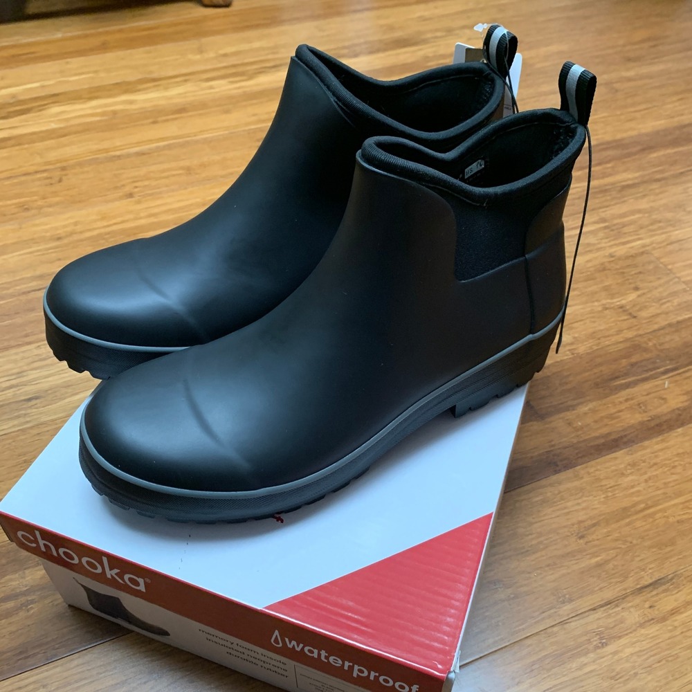 Chooka Everyday Neoprene Ankle Waterproof Rain Boots Black Womens 10 C11408418B